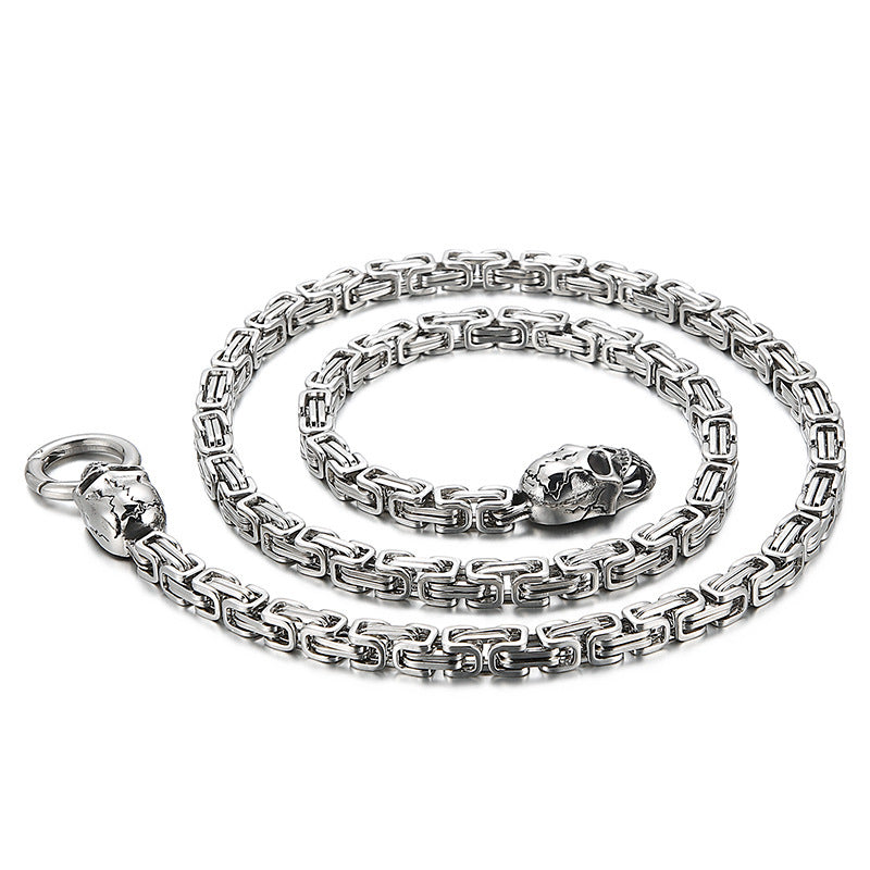 Collana con ciondolo a forma di teschio in acciaio inossidabile, punk gotico, per uomo, con catena da 28,34 pollici, gioielli vintage da motociclista di Halloween