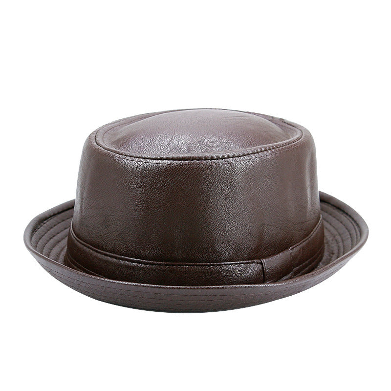 Vintage pu leather jazz hat