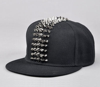 Five-row plastic rivet adjustable flat brim cap