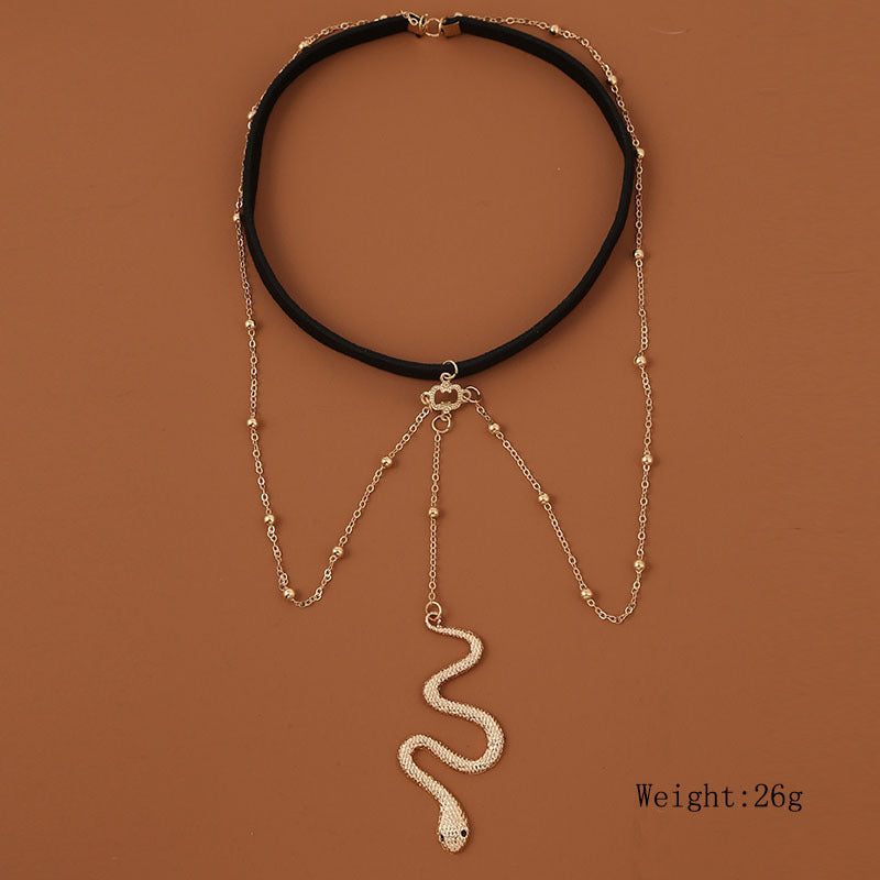 Catena per coscia in metallo color oro con perline, stile bohémien, per donne, grandi pendenti a forma di serpente, gioielli per il corpo, stile spiaggia, regalo