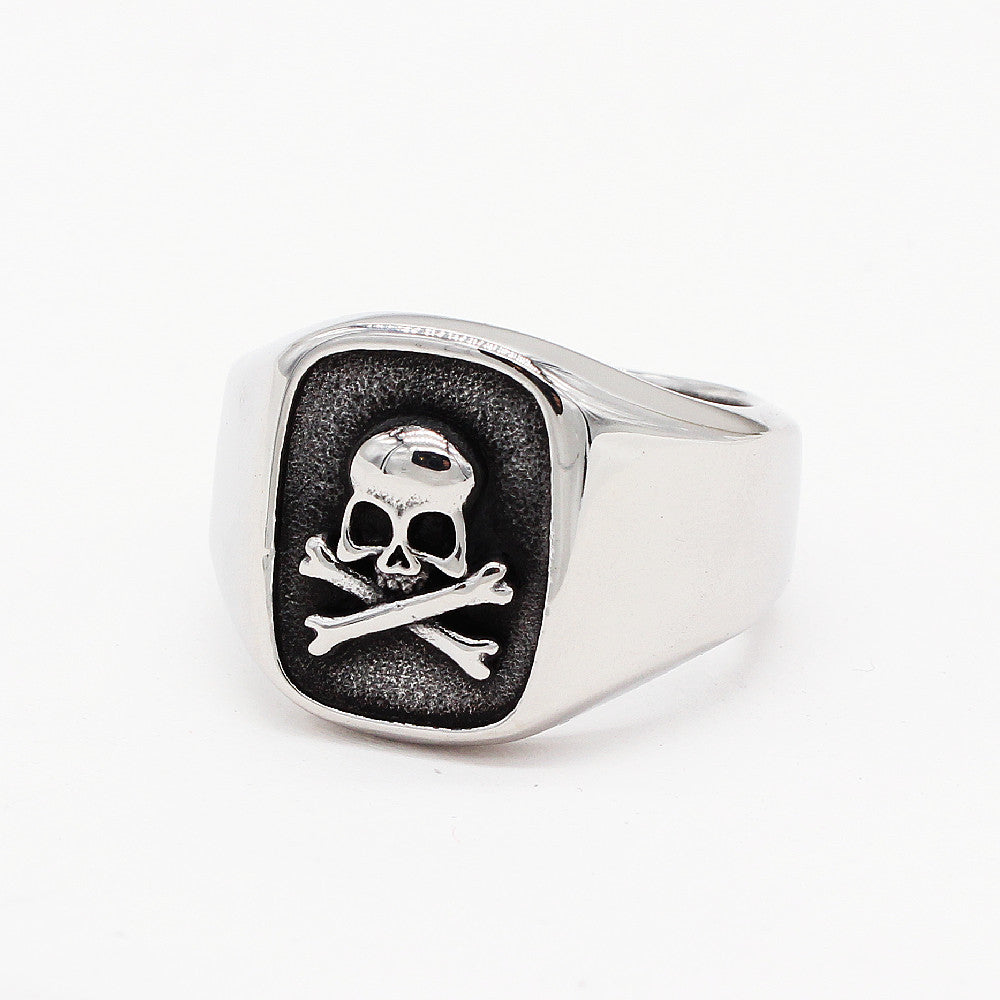 Personality Retro Europe And America Men's Skull Titanium Steel Ring