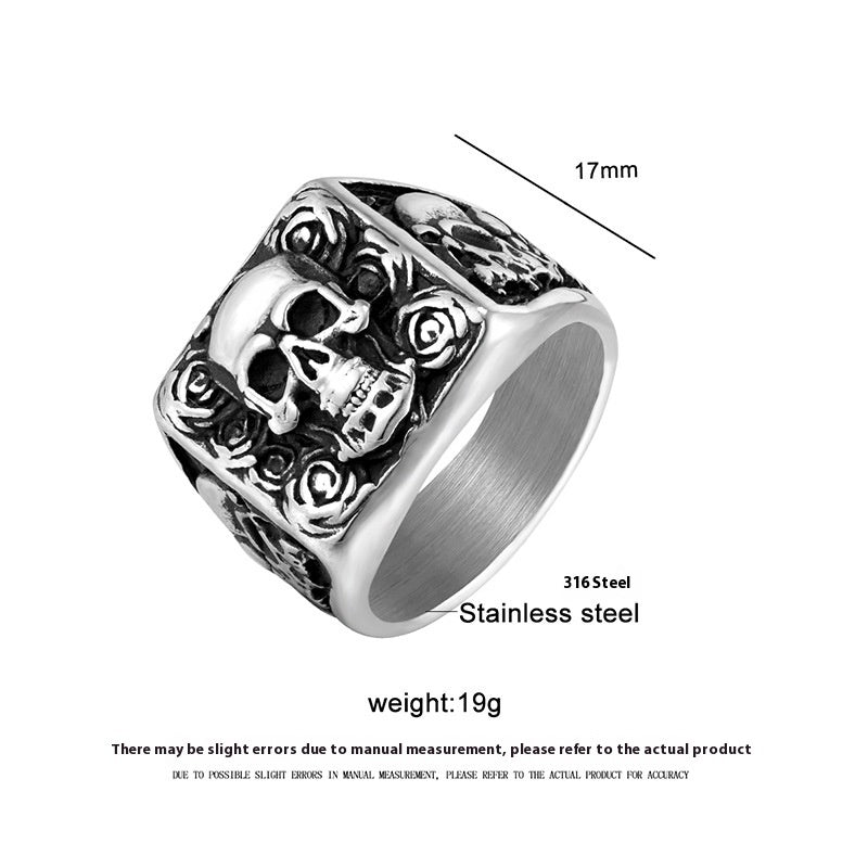 Skull Shape Stainless Steel Ring Ornament