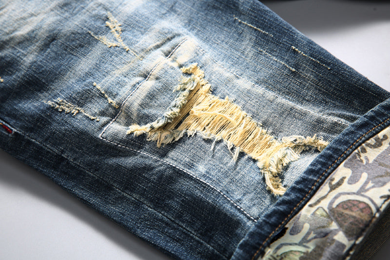 Pantaloncini in denim elasticizzati da uomo, pantaloni a gamba dritta, sottili e aderenti