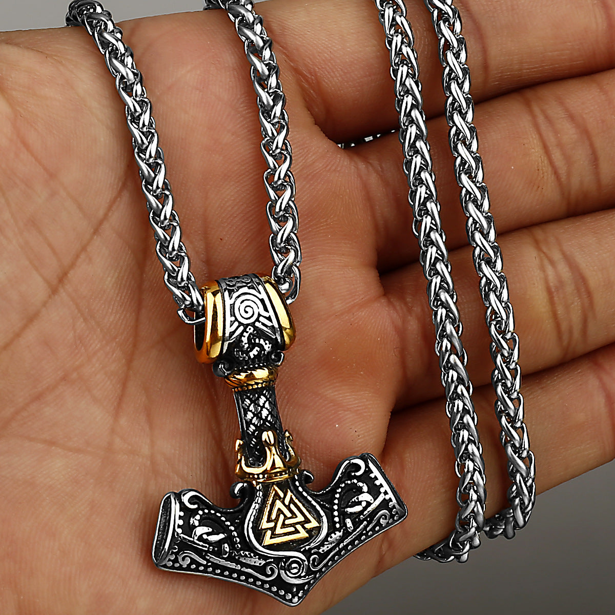 Viking Aoding Triangle Rune Titanium Steel Pendant