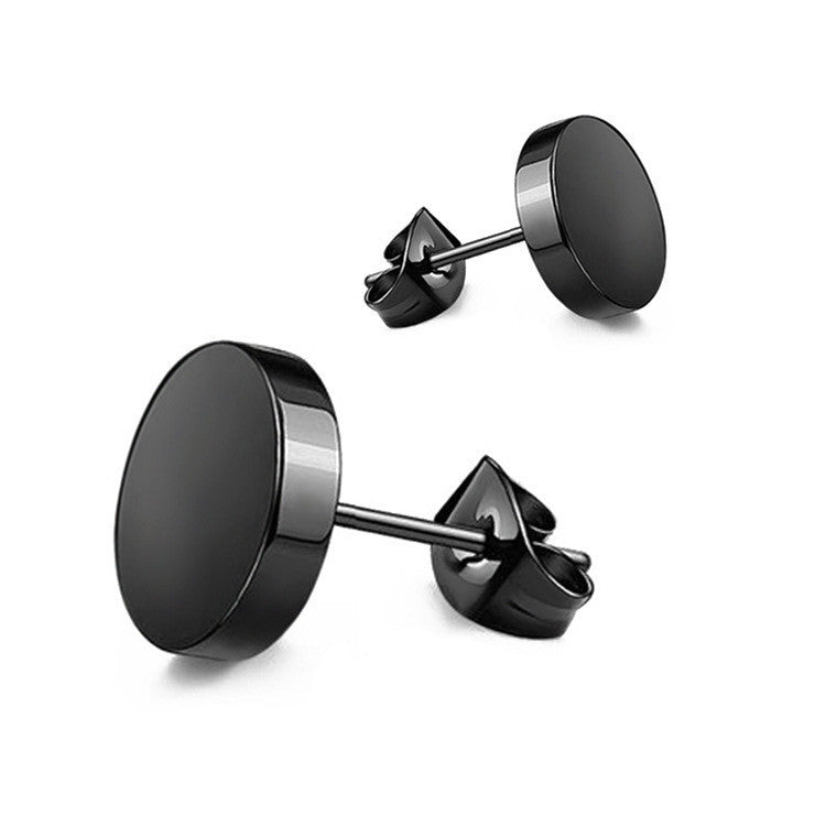 Punk Rock Black Titanium Steel Stud Earrings