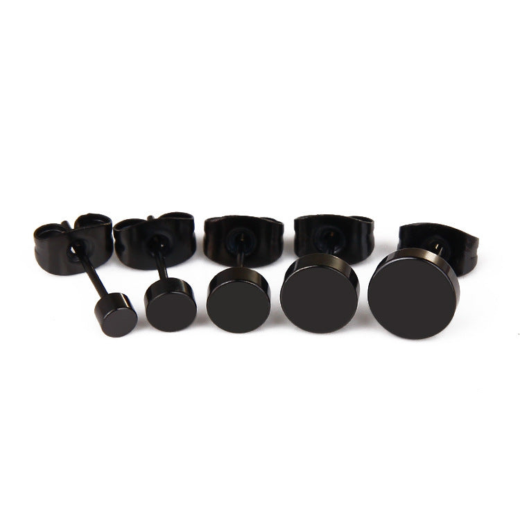 Punk Rock Black Titanium Steel Stud Earrings