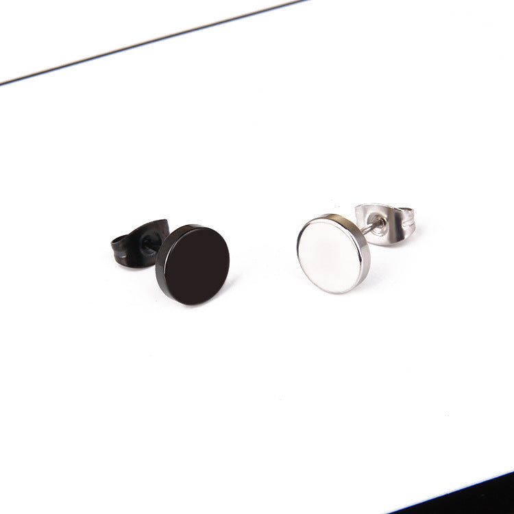 Punk Rock Black Titanium Steel Stud Earrings