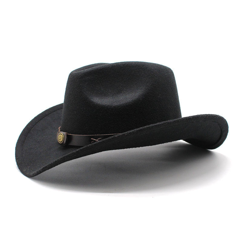 Cappello da cowboy occidentale in stile europeo e americano Cappello da jazz di lana autunnale e invernale transfrontaliero