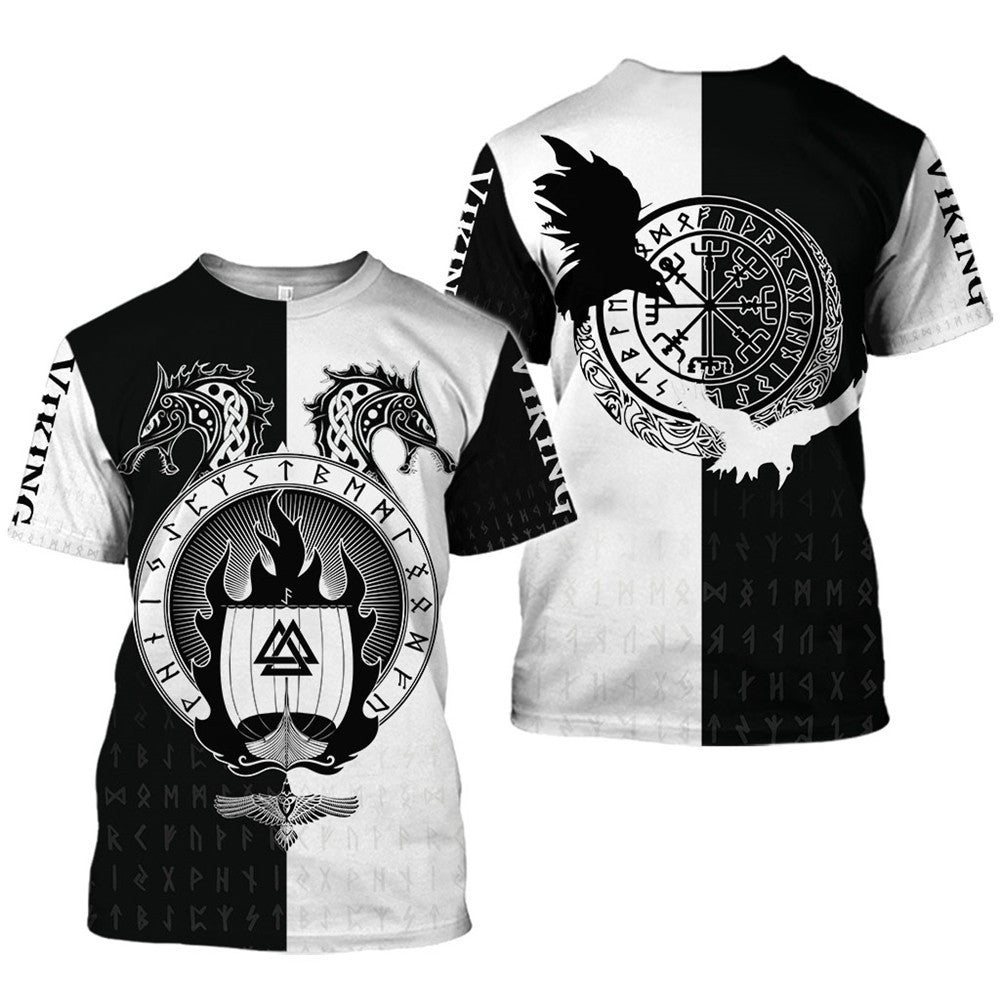 Viking Symbol Printed T-Shirt Short-Sleeved T-Shirt