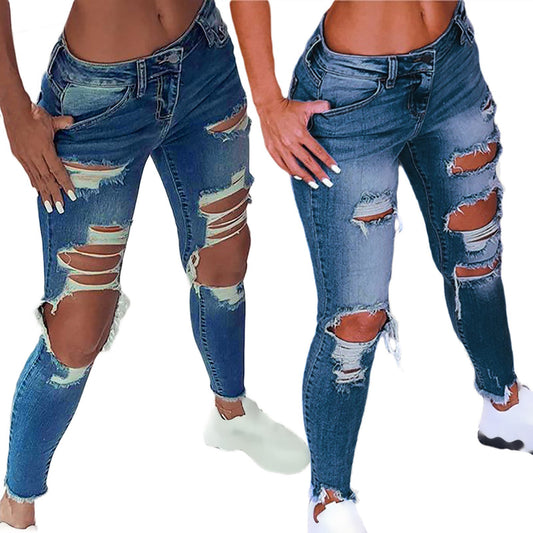 Jeans strappati sexy stile street per le donne