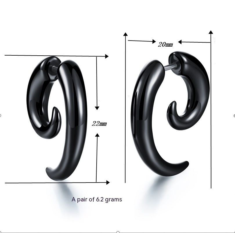 Male Snail Horn Earrings Punk