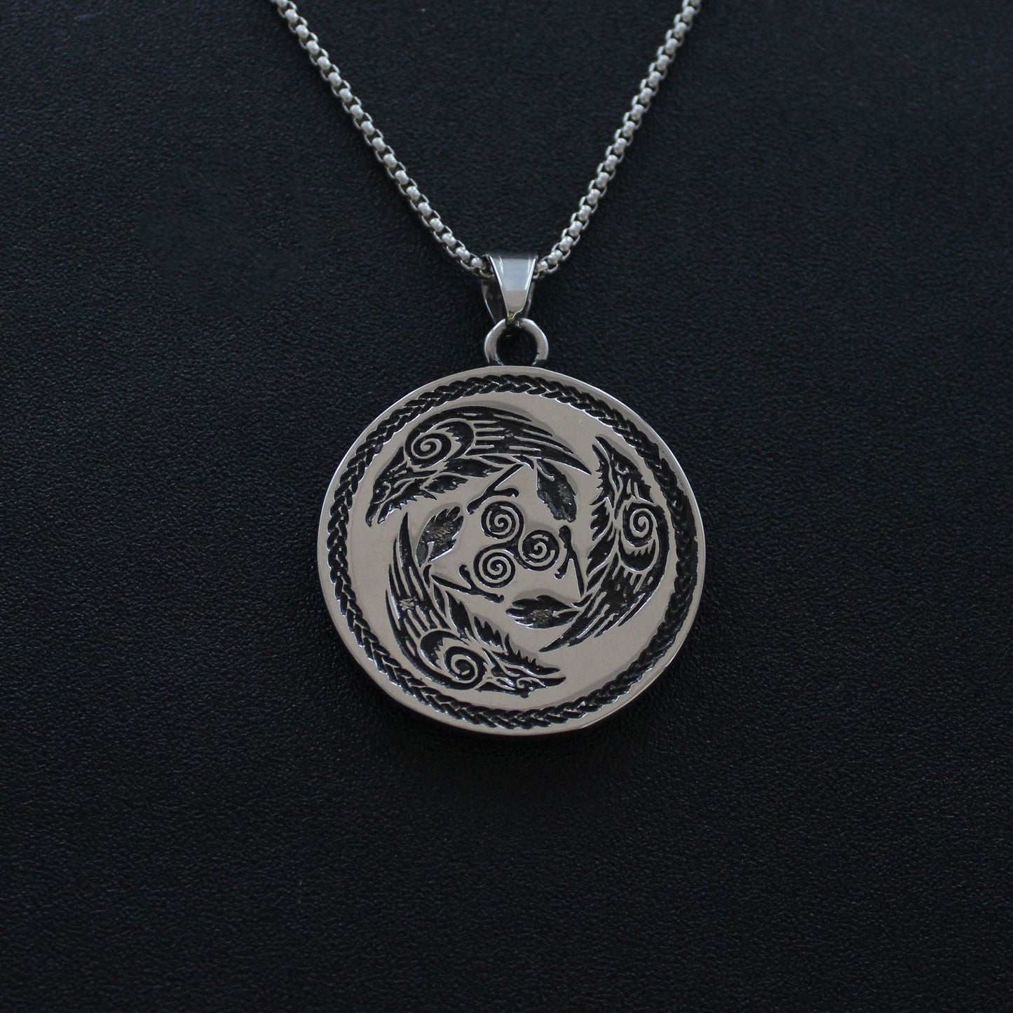 Viking Old Head Statue Pendant Men's Titanium Steel Necklace