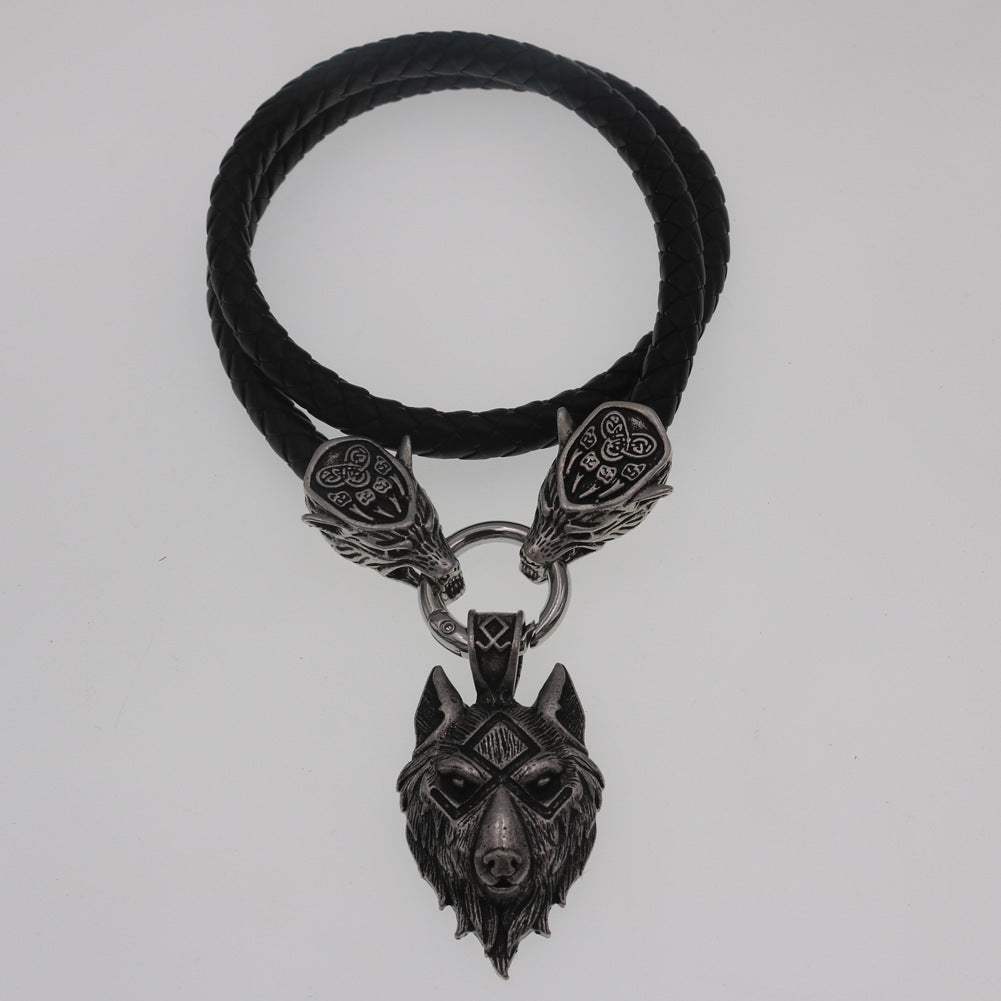 Aoding Crow Zinc Alloy Pendant Viking Wolf Head