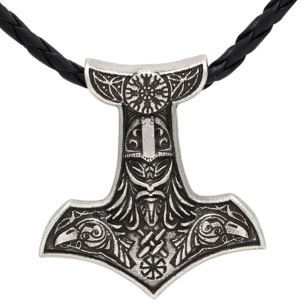 Collana con ciondolo a forma di corvo a due teste vintage vichingo Aoding