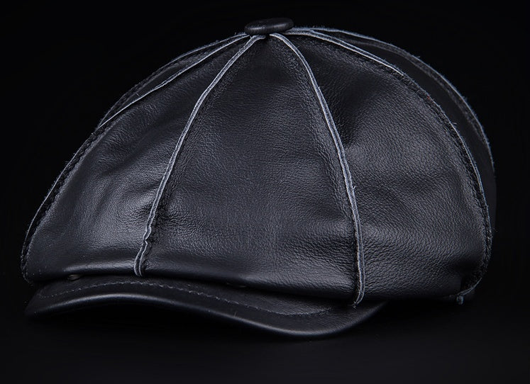 Men'S Genuine Leather Octagonal Cap