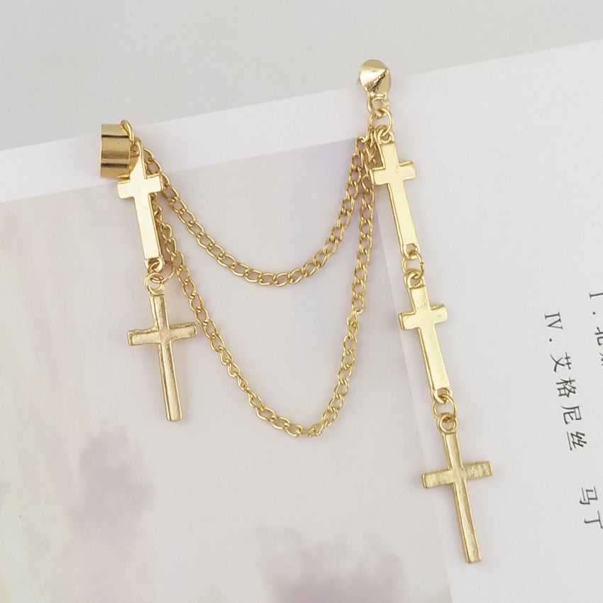 Cross Tassel Earrings Statement Metal Punk Women