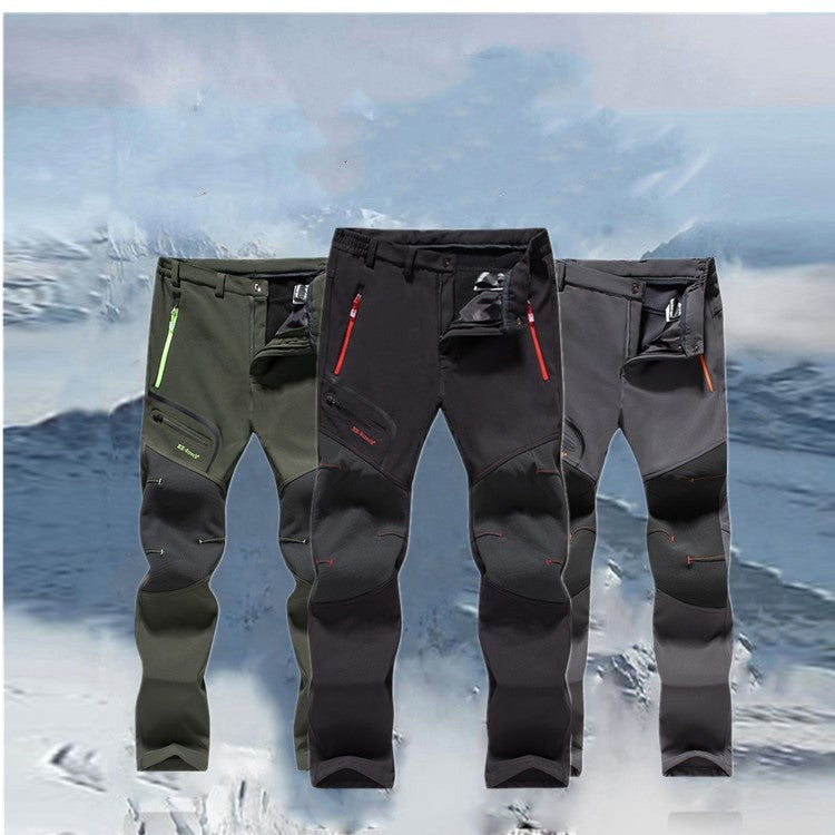 Add velvet large fleece soft shell mountain ski pants