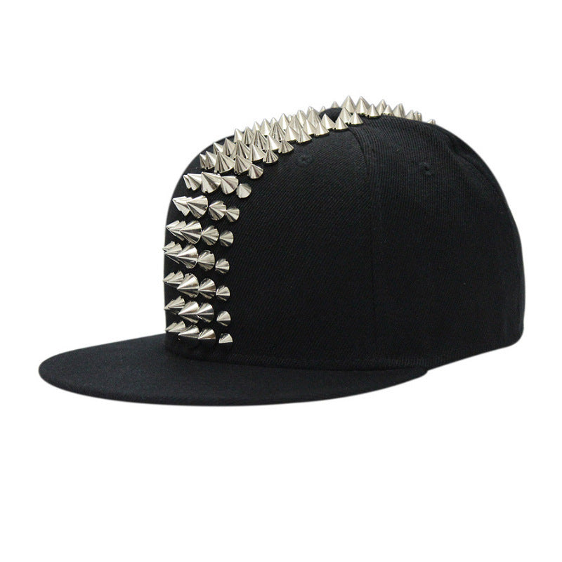 Five-row plastic rivet adjustable flat brim cap