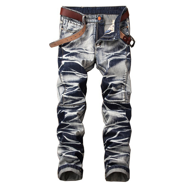 Distressed Retro Straight Jeans