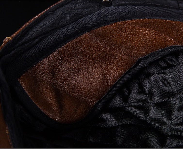 Men'S Genuine Leather Octagonal Cap