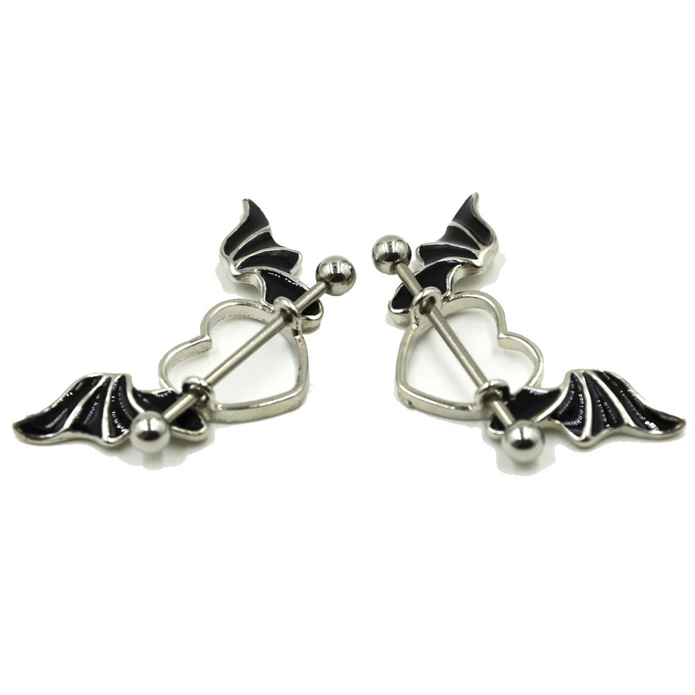 Heart-shaped wings, breast ring, breast jewelry, punk body piercing jewelry