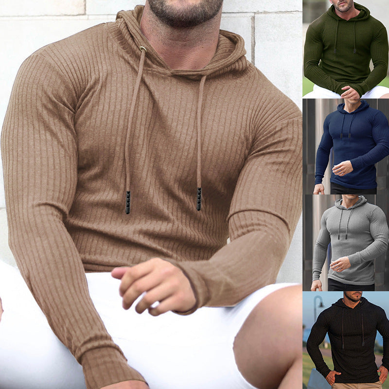 Men's Fashion Casual Slim Fit Knitted Long Sleeve Hoodie