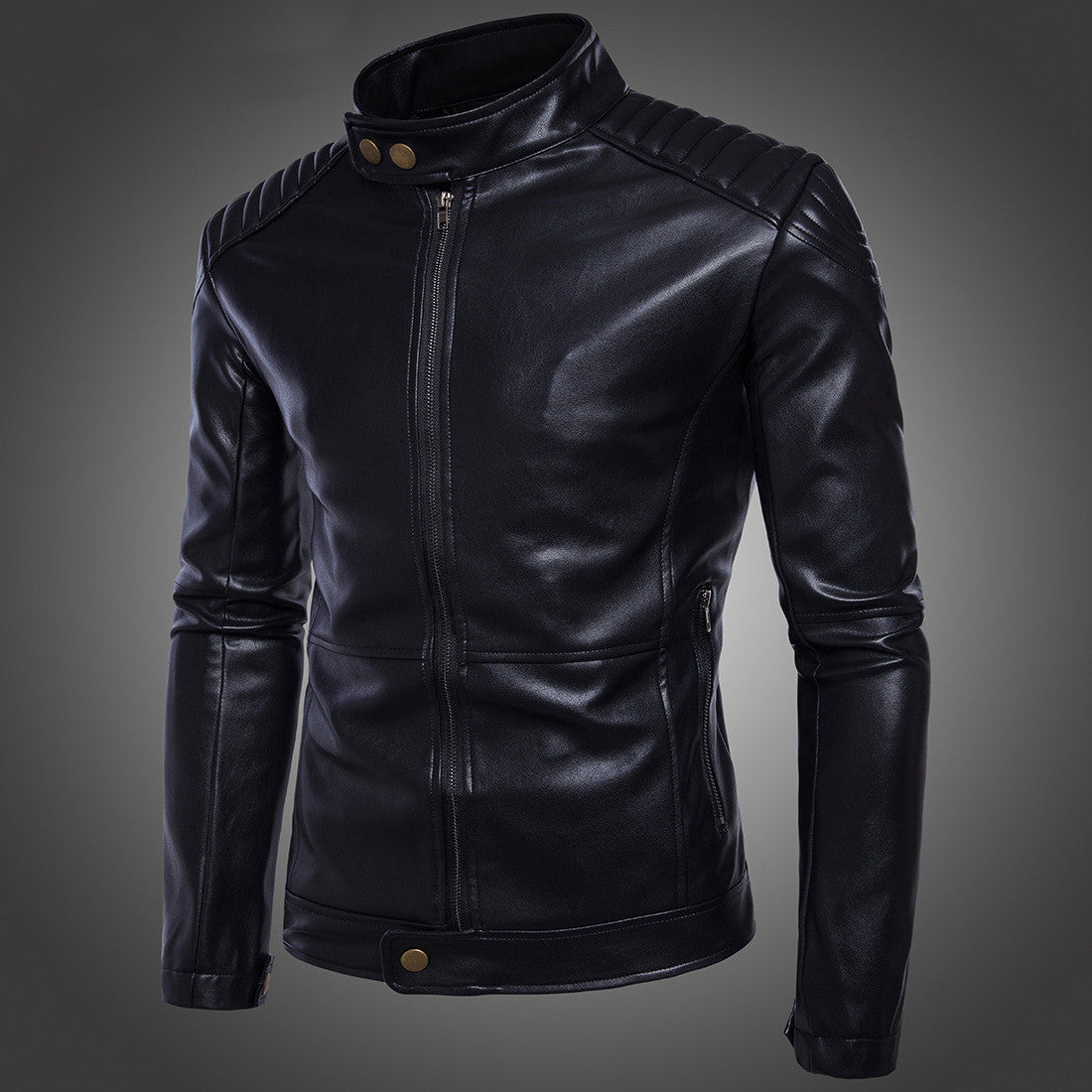 Carli Moto Leather Men's Jacket Black Bottom