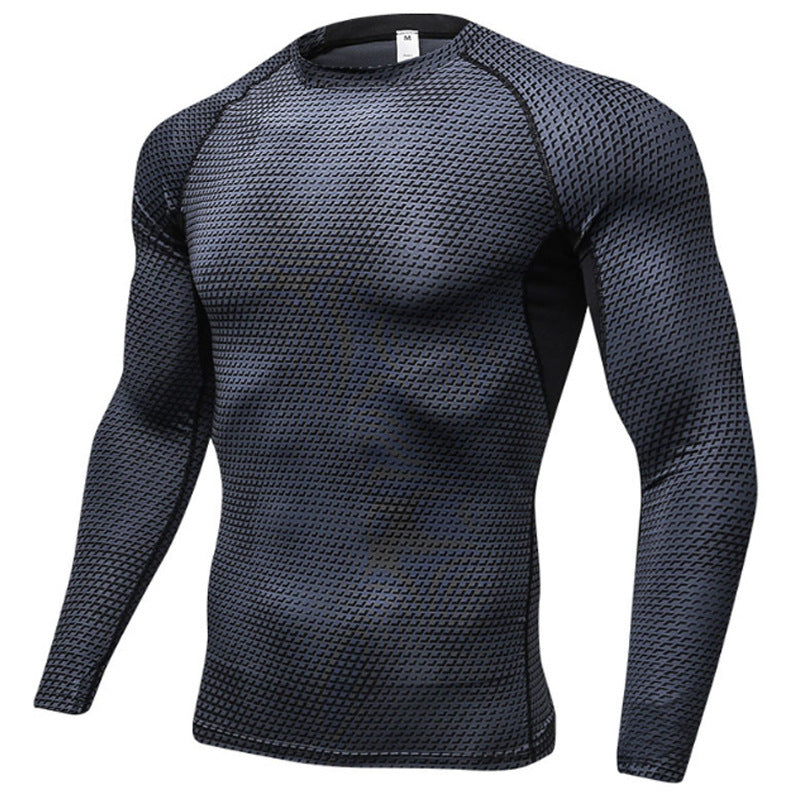 Sport Tight Uomo Manica Lunga Stampa 3D Allenamento Alta Elasticità Assorbimento Umidità Asciugatura Rapida Vestiti da Allenamento