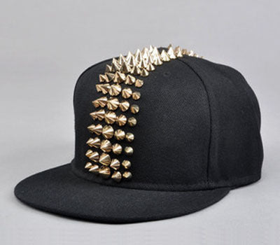 Five-row plastic rivet adjustable flat brim cap