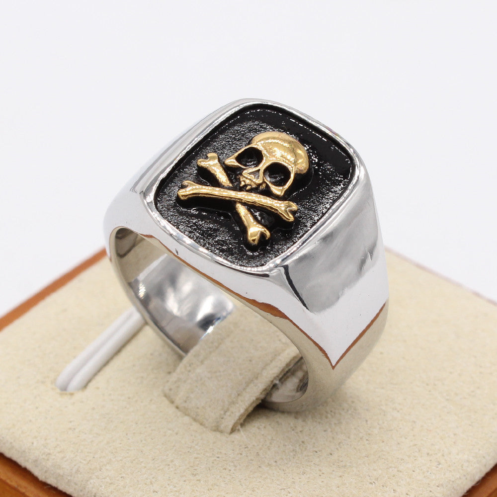 Personality Retro Europe And America Men's Skull Titanium Steel Ring