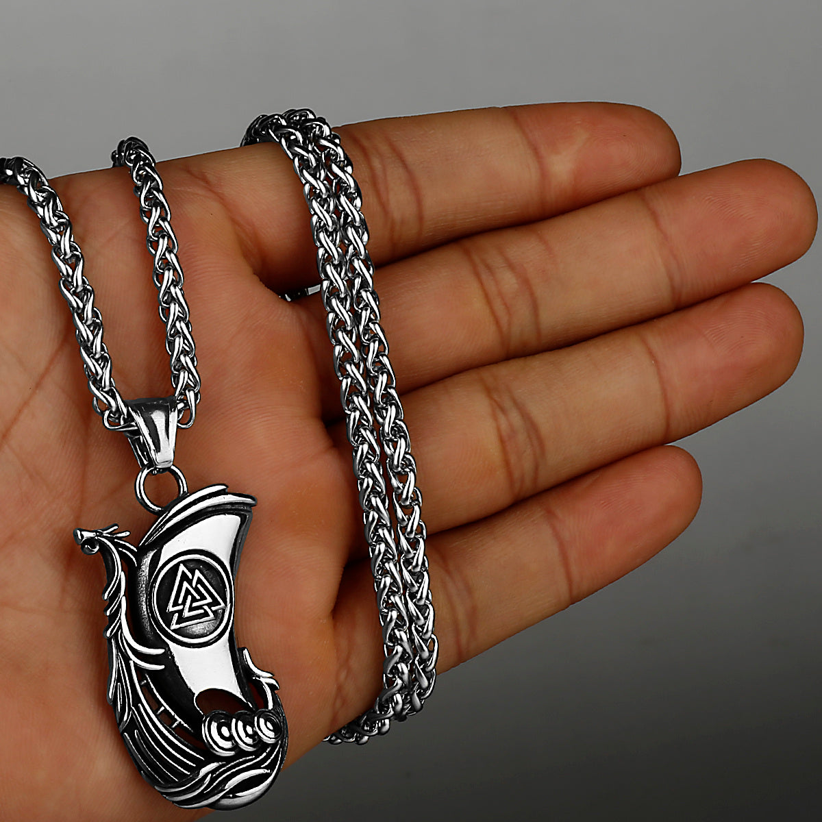 Jewelry Vintage Viking ShipTitanium Steel Necklace