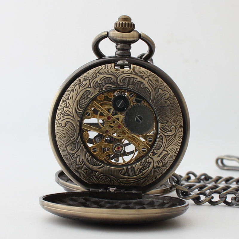 Pocket Watch Men's Flying Dragon Clamshell Hollow Roman Scale Pocket Watch