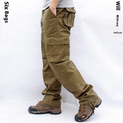 Multi-Pocket Workwear Casual Trousers Straight Work Uniforms Men's Pants