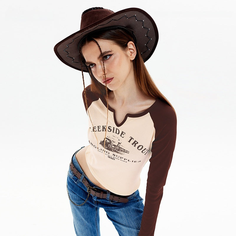 American Short-sleeved T-shirt Hot Girl Retro Slim Bottoming Shirt