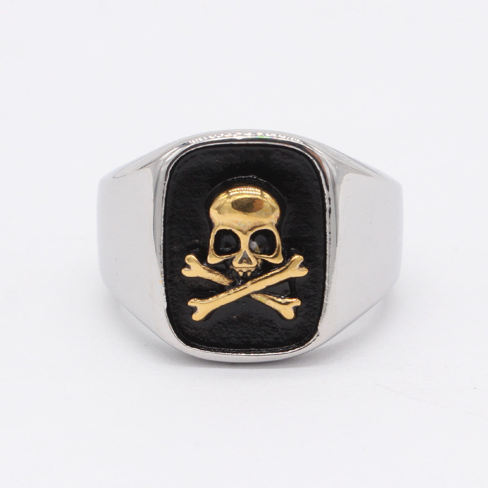 Personality Retro Europe And America Men's Skull Titanium Steel Ring