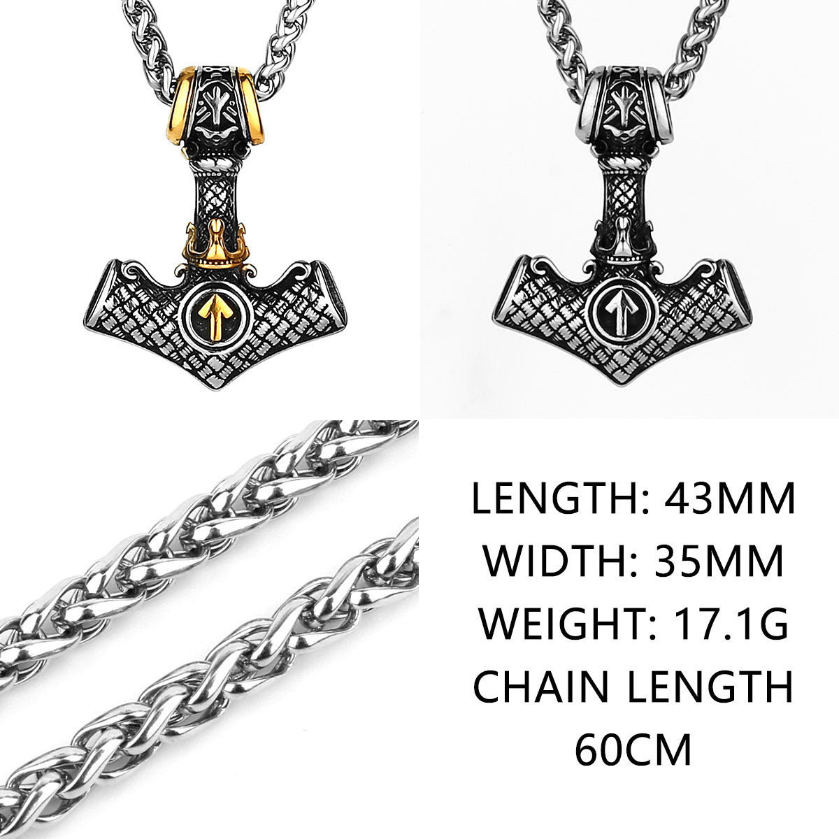 Viking Aoding Triangle Rune Titanium Steel Pendant