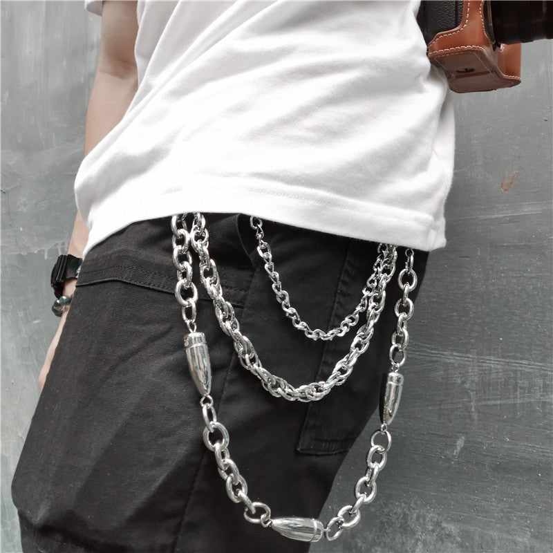 Casual Hip Hop Punk Metal Phants Zipper