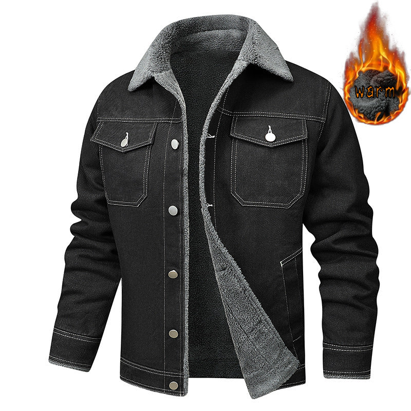 Denim Coat Fleece-lined Men Fashion Brands Jacket