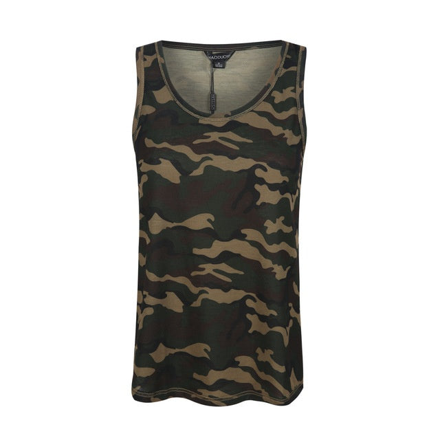 Camouflage sleeveless T-shirt