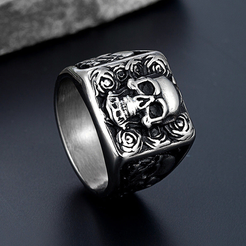 Skull Shape Stainless Steel Ring Ornament