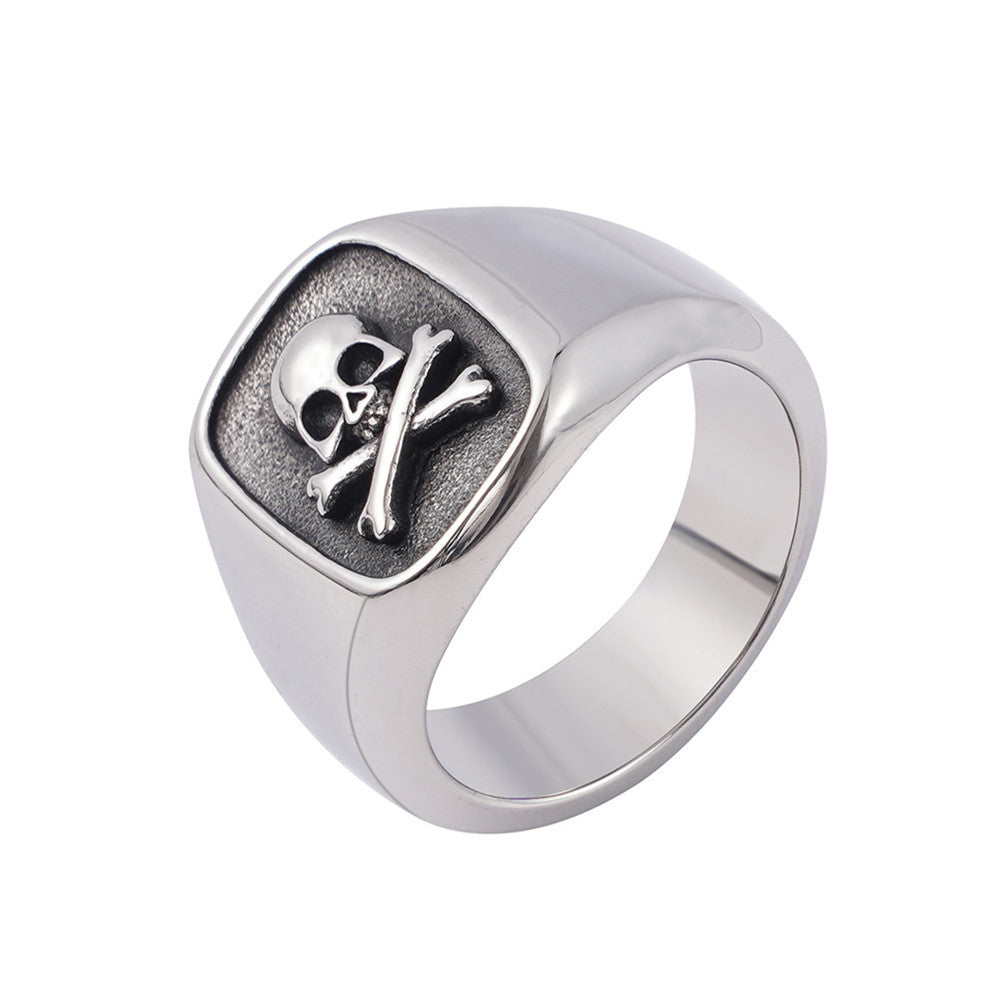 Personality Retro Europe And America Men's Skull Titanium Steel Ring