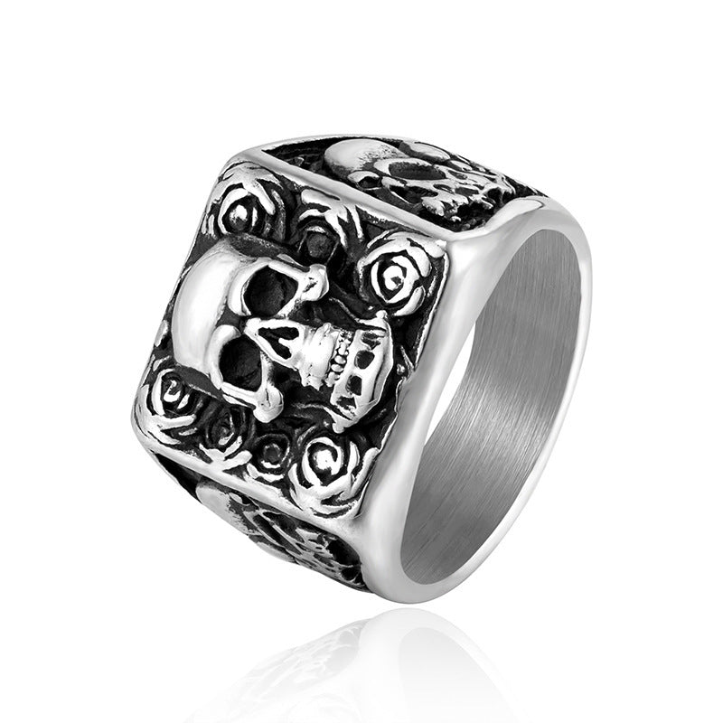 Skull Shape Stainless Steel Ring Ornament