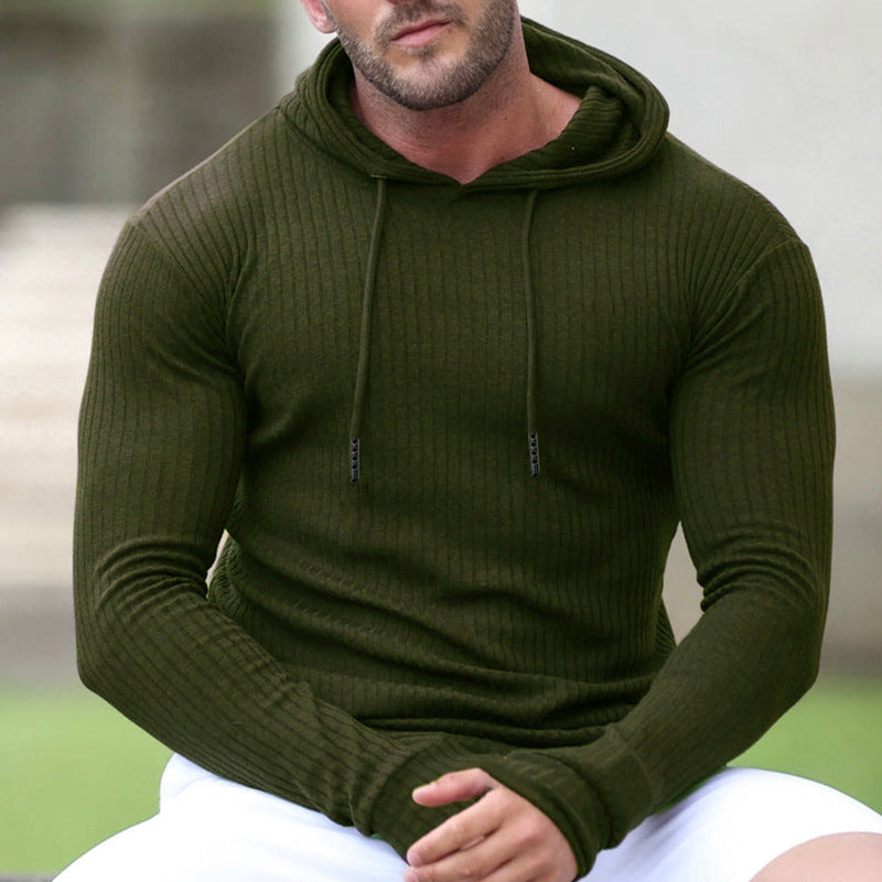 Men's Fashion Casual Slim Fit Knitted Long Sleeve Hoodie