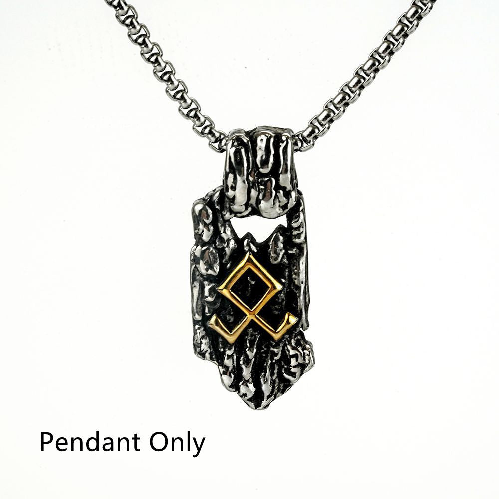 Retro Nordic Men's Stainless Steel Pendant Personalized Viking Rune Necklace Pendant