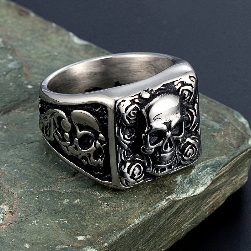 Skull Shape Stainless Steel Ring Ornament