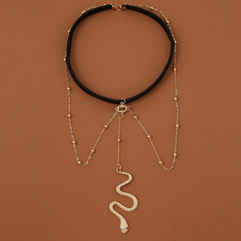 Catena per coscia in metallo color oro con perline, stile bohémien, per donne, grandi pendenti a forma di serpente, gioielli per il corpo, stile spiaggia, regalo