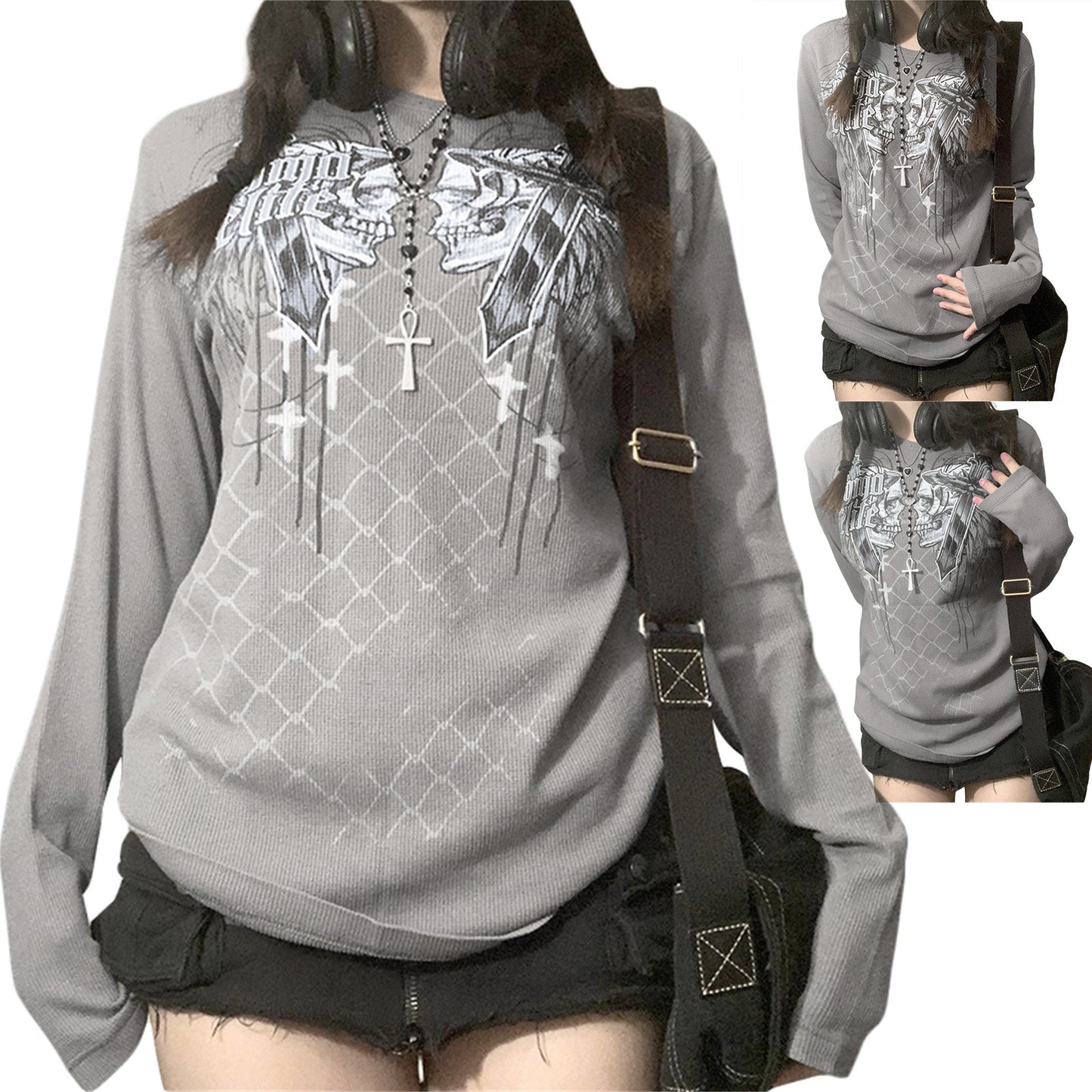 New Casual Halloween Skull Print Pullover For Women