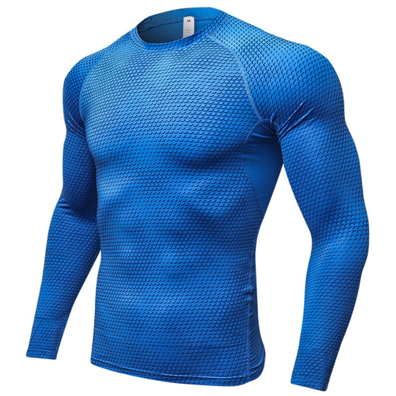 Sport Tight Uomo Manica Lunga Stampa 3D Allenamento Alta Elasticità Assorbimento Umidità Asciugatura Rapida Vestiti da Allenamento