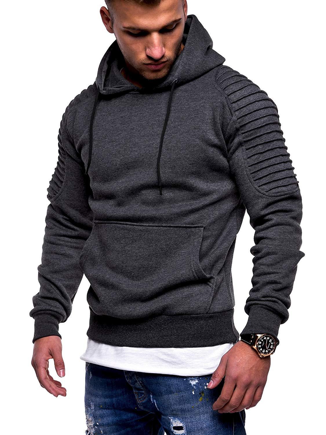 Felpa con cappuccio da uomo a righe con maniche raglan e plissettate