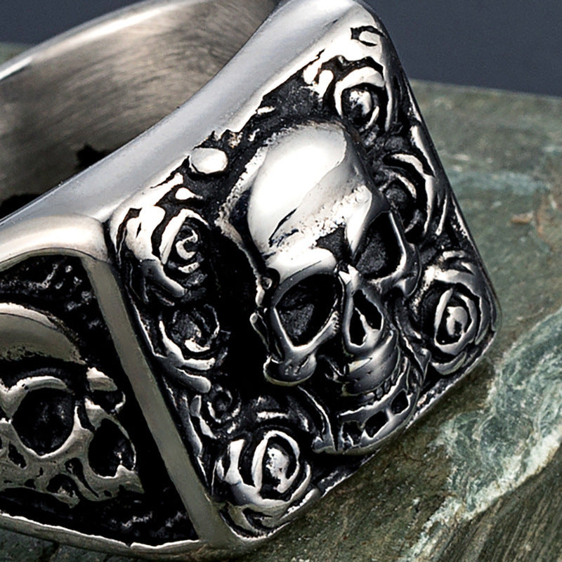 Skull Shape Stainless Steel Ring Ornament